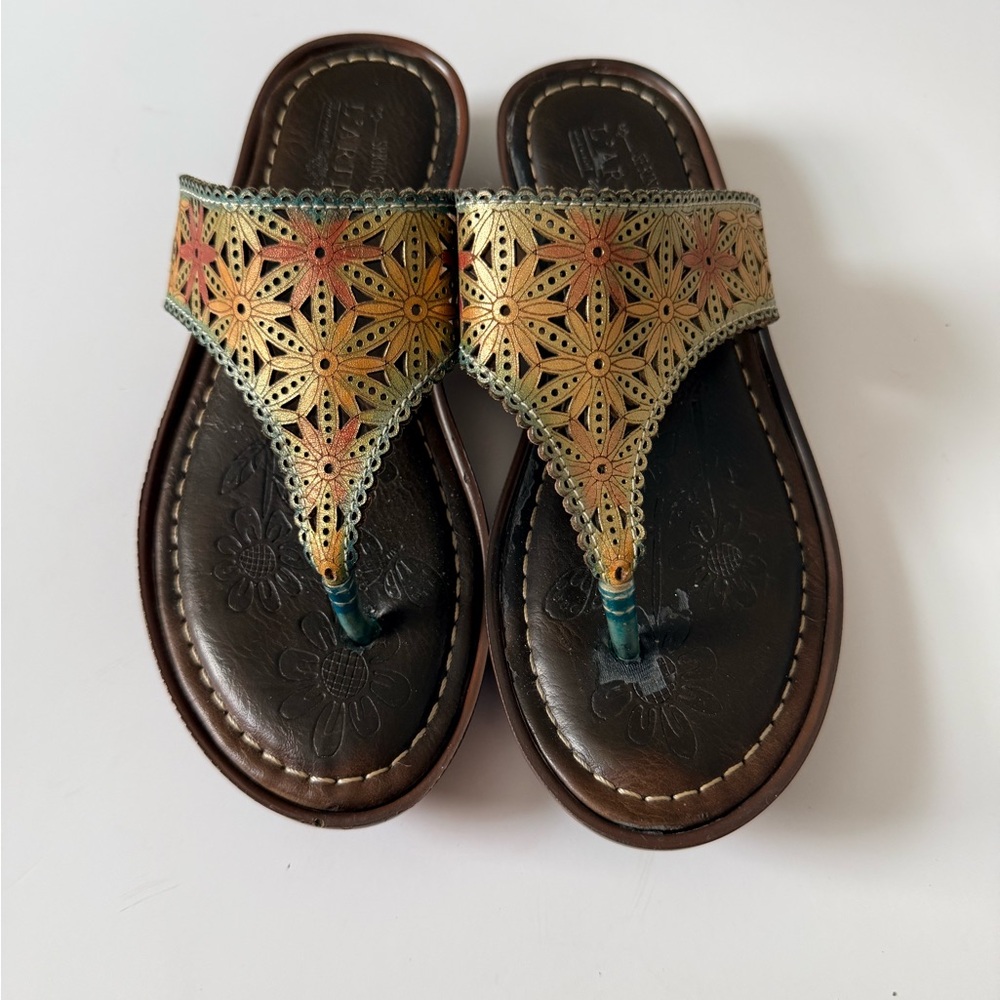 L'ATISTE Gold and Brown Sandals